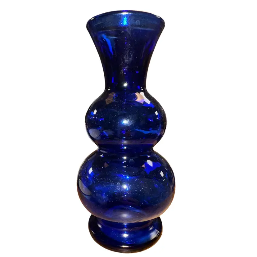 Cobalt Blue Double Bubble 6 1/4” Vase