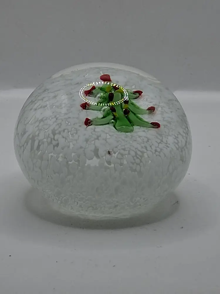 Hand Blown Art Glass, Lamp Work Christmas Tree Paperweight