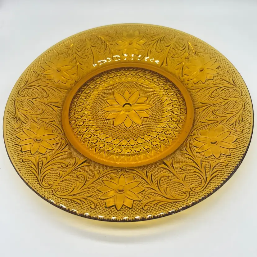 Vintage Tiara Indiana Glass Amber Dinner Plate 10.25”
