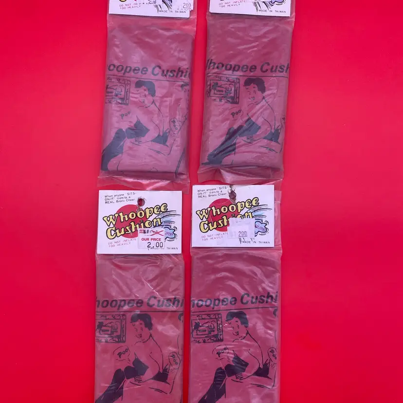 Whoopee Cushions Lot of 4 Vintage Fart Noise Toys - Sealed 1970's New Old Stock