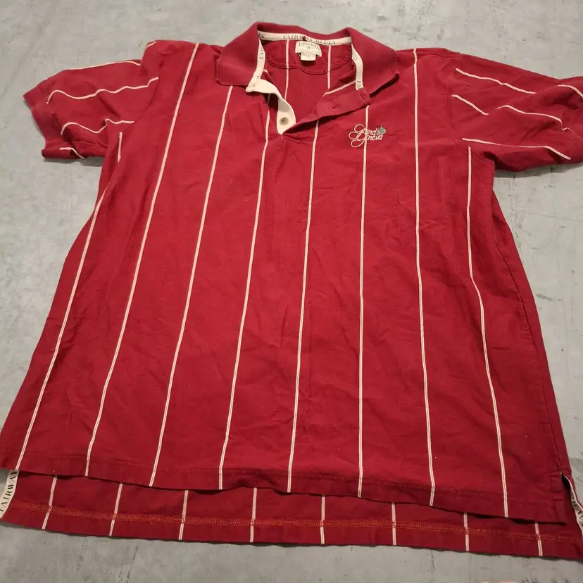 Vintage Fairway Blues Grand Geneva Red Striped Polo Shirt XL Cotton Made In USA