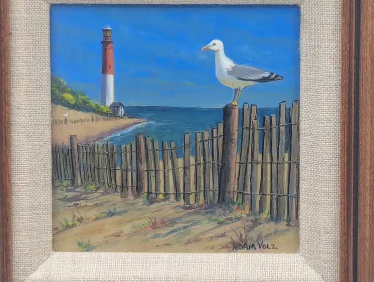 Original Norm Volz Acrylic Painting "Long Beach Island" Barnegat Lighthouse LBI NJ