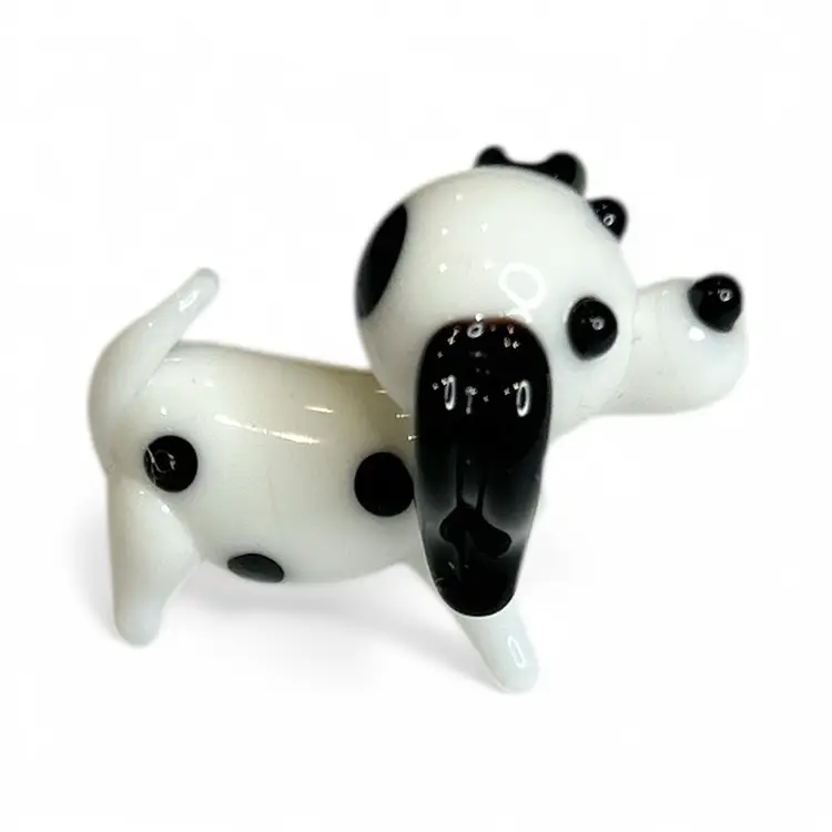 Mini Handblown Dalmatian Art Glass Figurine And Christmas Stocking