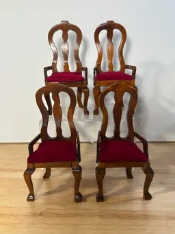 Vintage Miniature, Wood Dining Chairs, Set Of Four