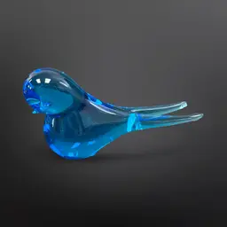 Vintage Art Glass FM Konstglas Blue Swallow Long Tail Bird Paperweight Sweden 6"