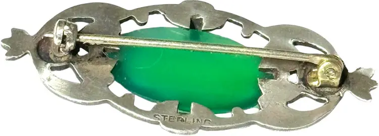 Antique Belle Epoque’ Sterling Silver Chalcedony & Marcasite Brooch  circa 1912 -17