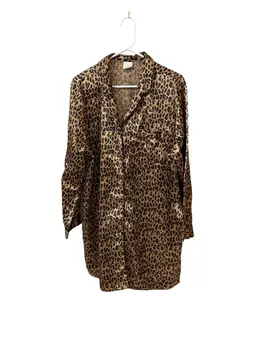 039. Avon Leopard Print Night Dress Button Up Size M/L