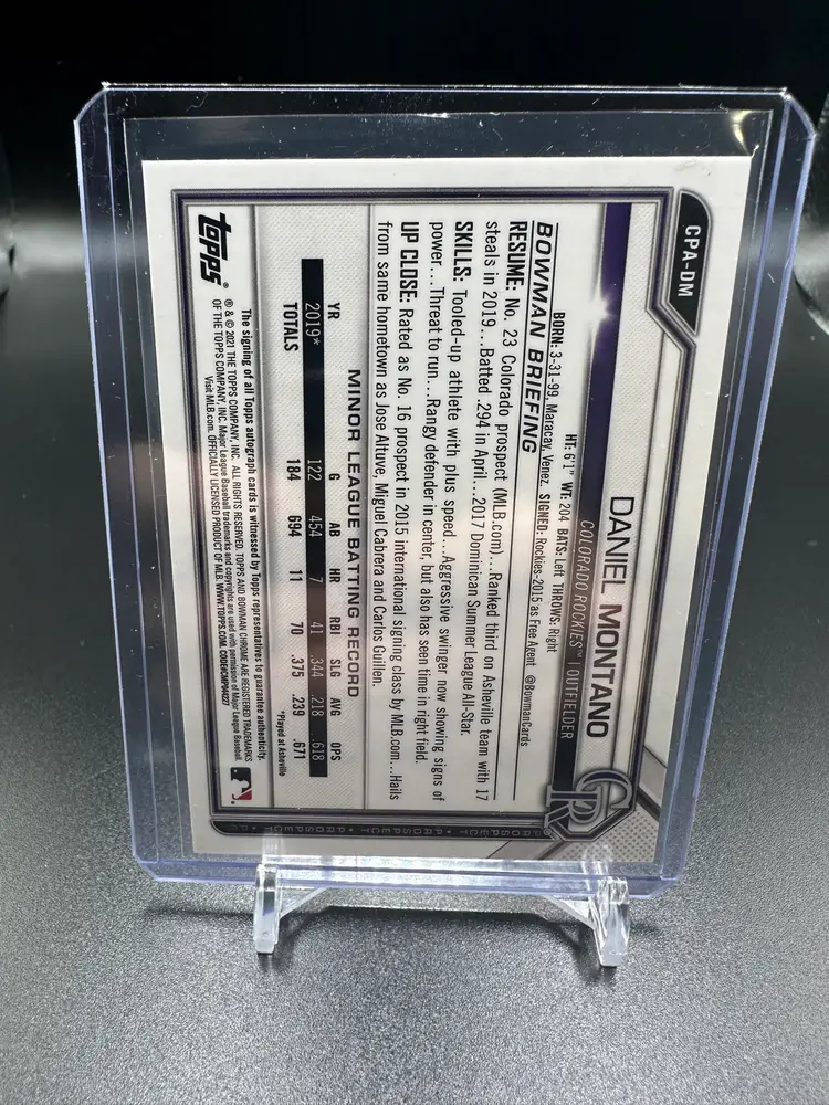 Daniel Montano 2021 Bowman Chrome Auto 1st Bowman CPA-DM Rockies
