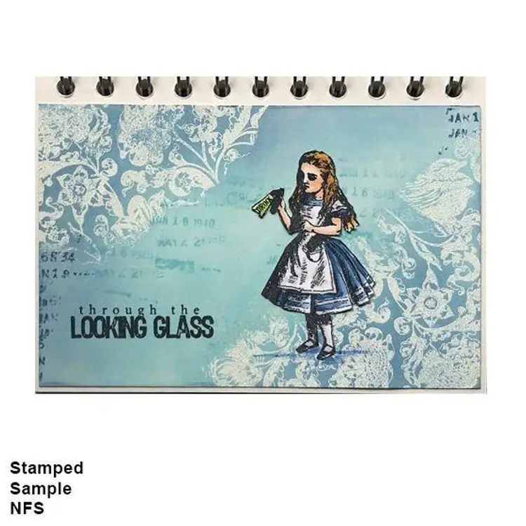 Alice In Wonderland Set of 3 Rubber Stamps - Drink Me, White Rabbit With Watch, Cheshire Cat