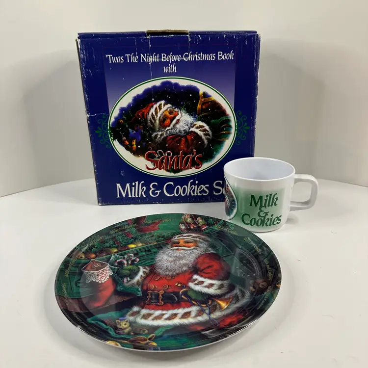 Melamine Twas the Night Before Christmas Milk & Cookie Plate and Cup Set NO BOOK