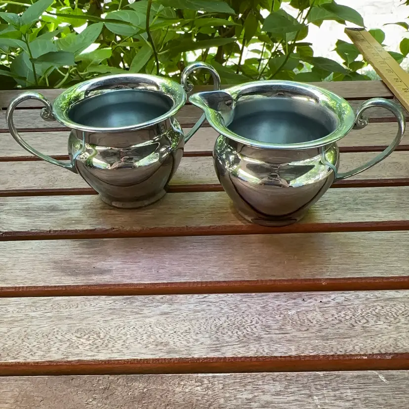 🔔 Midcentury Farberware Chrome Creamer And Sugar Set