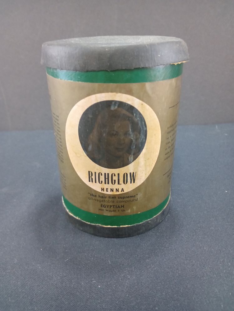 Vintage RichGlow  Henna Cardboard Container. Estimated 1930s-40s
