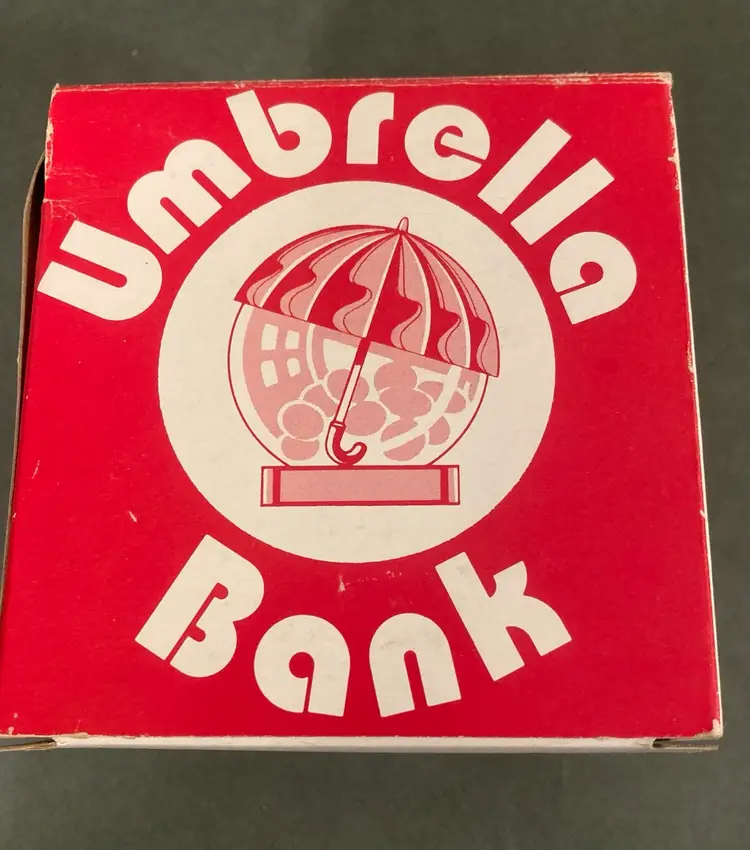 Vintage Plastic Umbrella Coin Bank 