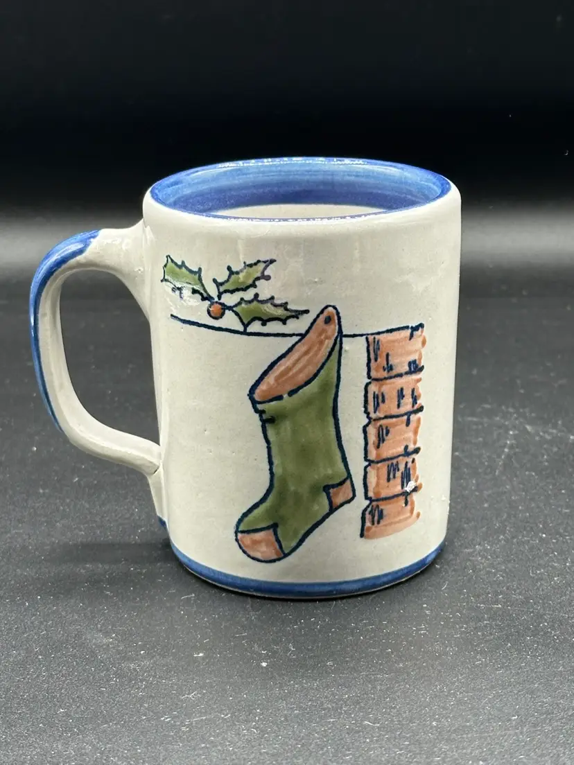 Louisville Stoneware “MILK FOR SANTA” Stocking/Holly/Berry Design-Christmas Mug