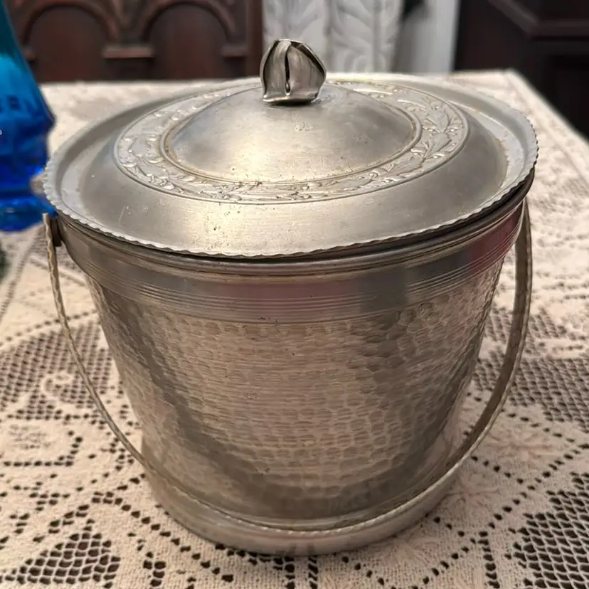 Vintage Hammered Aluminum Ice Bucket