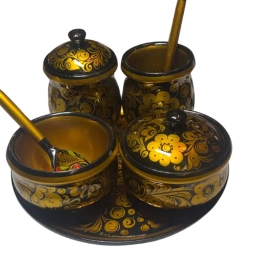 Hand Made In Russia Painted Lacquer Set