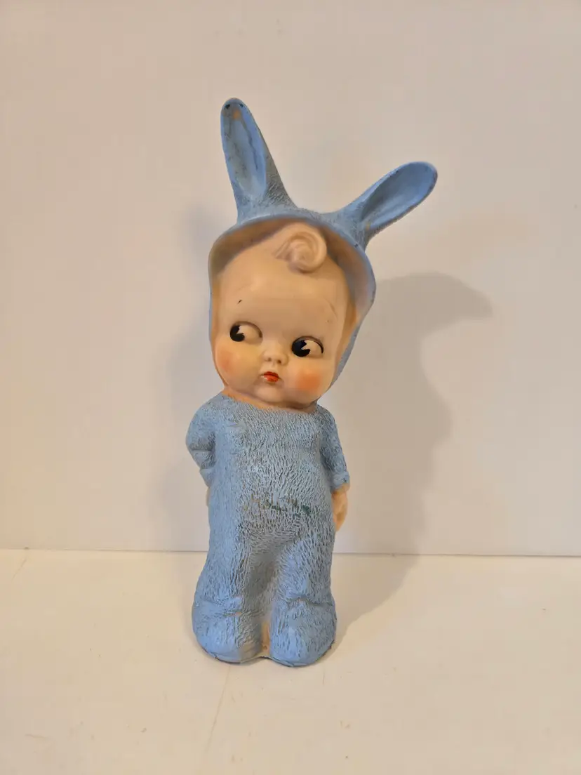 #01 - Dreamland Creations Blue Bunny Boy 1956 Rubber Squeaker Toy