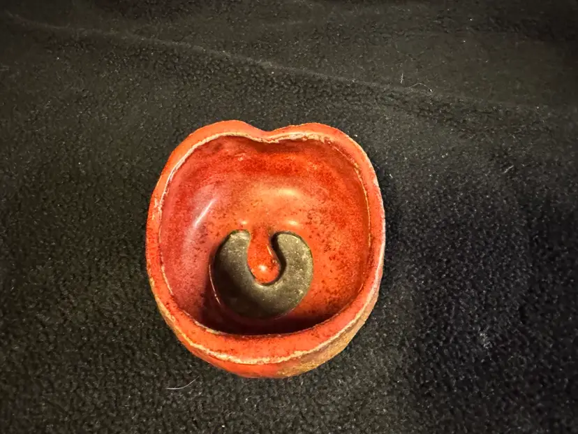 Vintage Unique Studio Art Pottery Bowl Trinket Dish Uvula Mouth Throat Signed