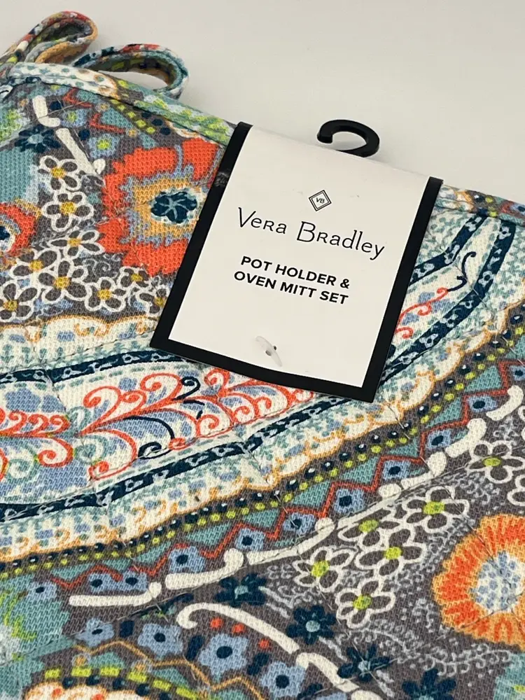 Vera Bradley Citrus Paisley Oven MIT/ Pot Holder Set-NWT