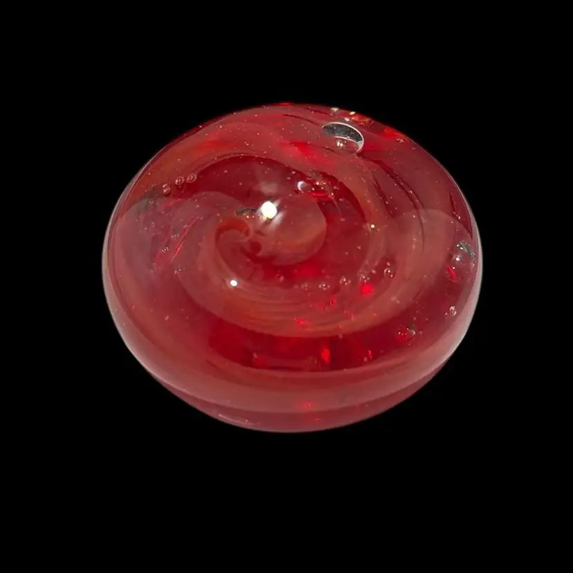 Red And Orange Galaxy Swirl Hot Glass Fiji Paper Weight