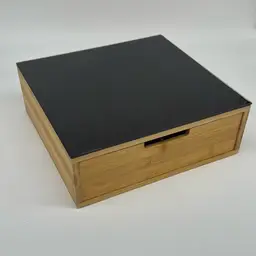 Coffee Capsule Holder - Bamboo With Black Acrylic Top Double Drawer 12”x12”x4.5”