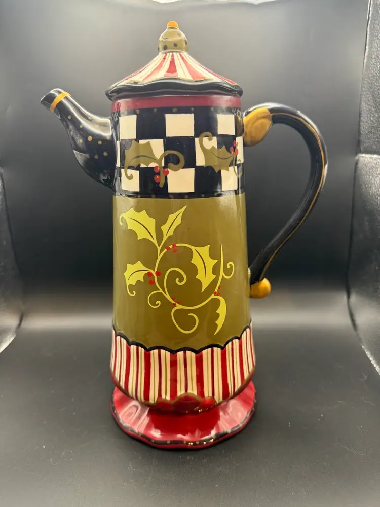 Rare Amber Rose Holly Coffee Pot By Nanette Vacher