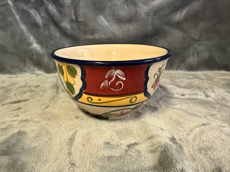 Pier 1 One Hand Painted Earthenware Cereal Salad Bowl 5.75” Vallarta Red FUC