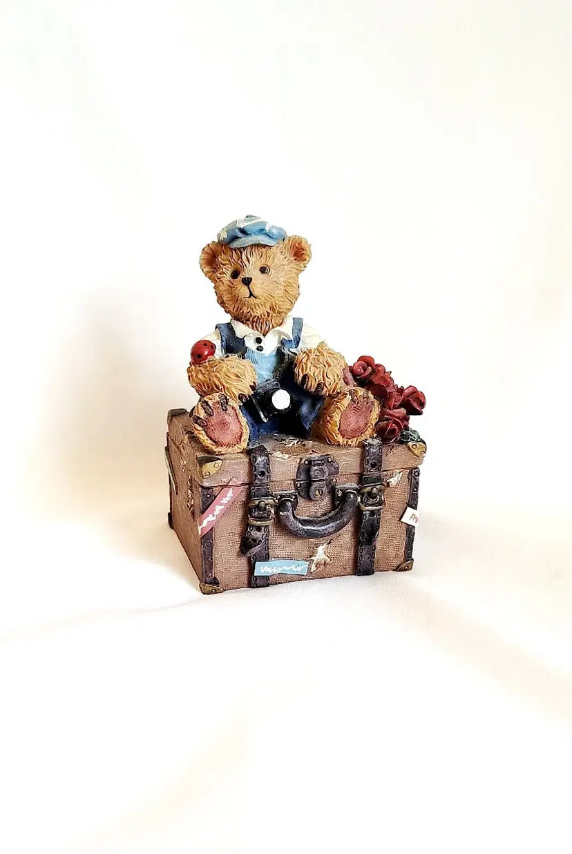 Vintage A. Richesco Corp Teddy Bear Trinket Box
