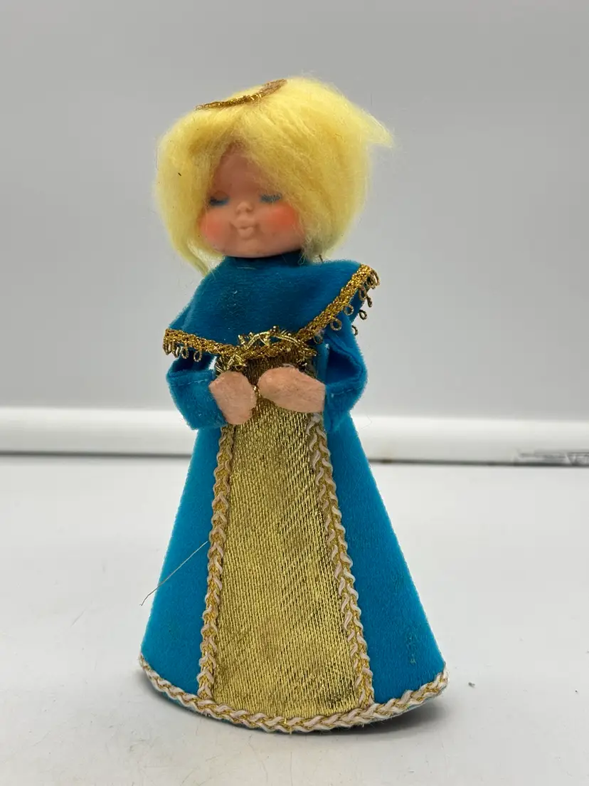Vintage Blonde Angel Christmas Tree Topper Holiday Kitsch