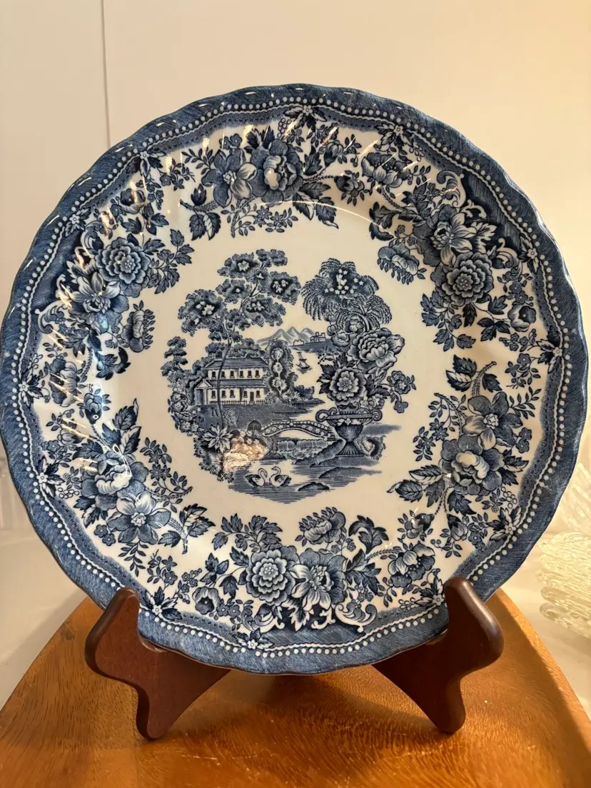 Blue And White English Pattern Myott Meakin Salad Dessert Plate