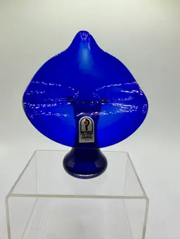 Vintage Pilgrim Art Glass Cobalt Jack in Pulpit Vase Candle Holder 5.75” USA