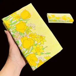 Djilly 17 - Vintage 1975 TASTEMAKER Tulips & Daisies Yellow pin stripes Pillowcase set