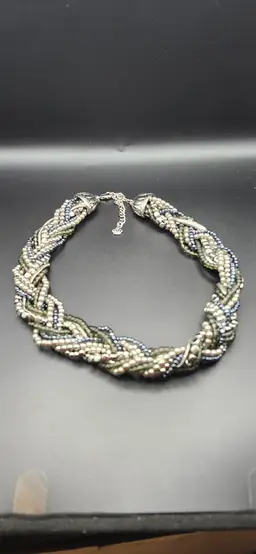 #01 Twisted Bead Strand Necklace - Earthy Tones - NOS