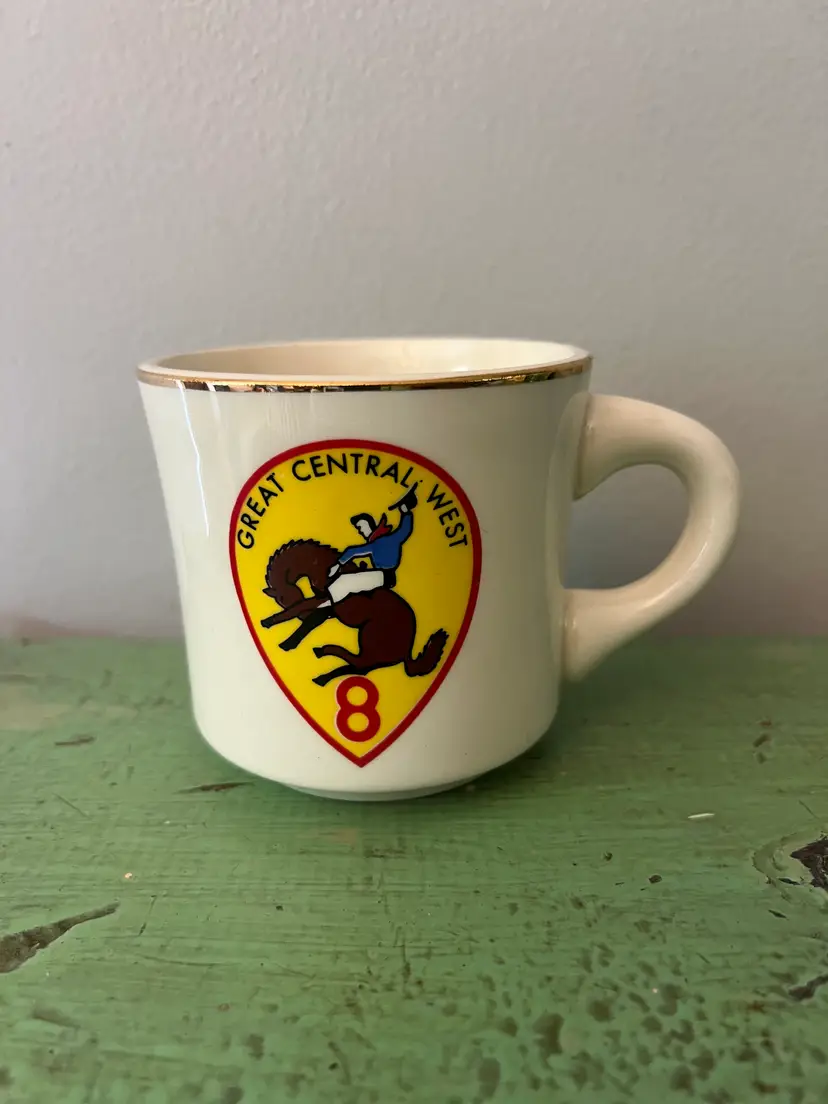 Vintage Retro Boy Scout Mug. Great Central West 8. Boy Scouts of America Coffee Cup BSA Collectibles. Rodeo Barrel Racing