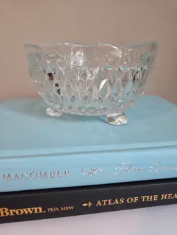 Vintage Elegant Clear Footed Cut Glass Crystal Bowl