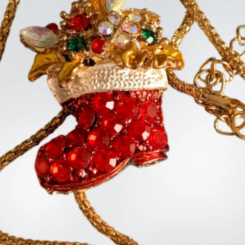 Vintage Betsey Johnson Christmas Stocking Pendant