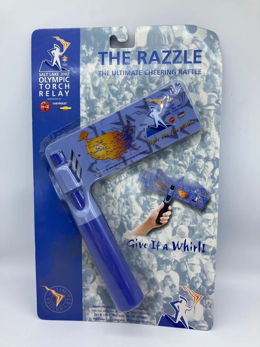 2002 Salt Lake Winter Olympics Torch Relay Limited Ed "The Razzle" Cheer Rattle