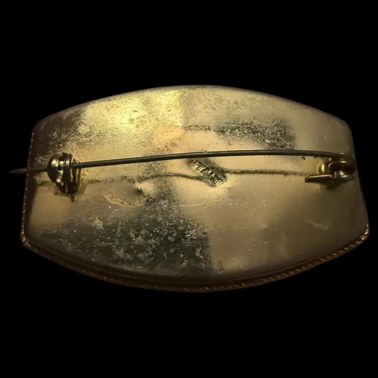 Micro Mosaic Orange Border Floral Brooch 2”