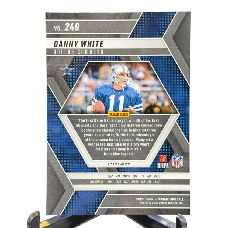 Danny White 2025 Panini Mosaic #240 Purple Reactive Mosaic Prizm Dallas Cowboys