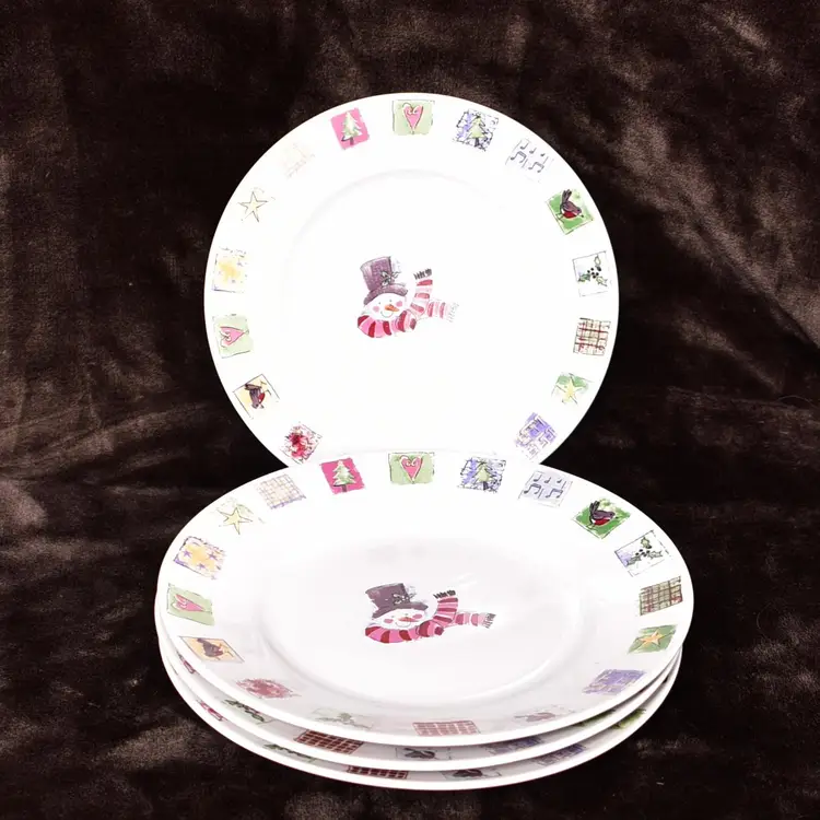 Vintage Gibson Snowman Kitchen Small Plates Household Set of 4