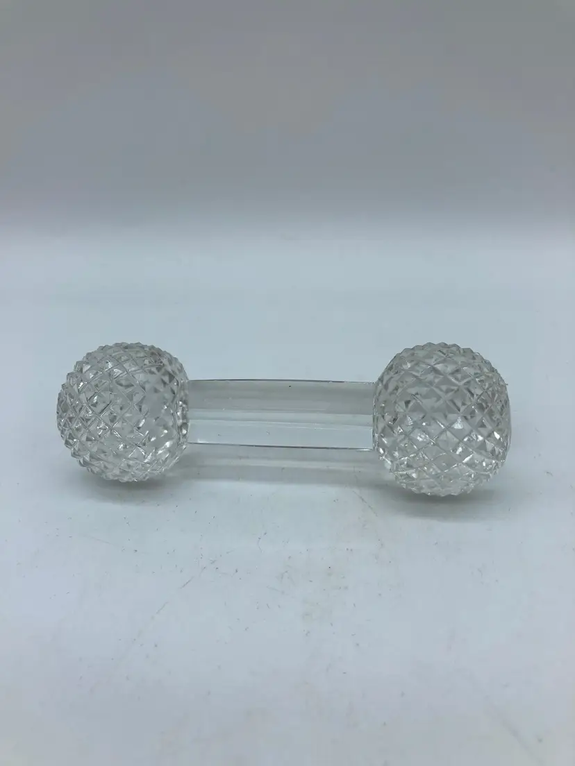 Small Vintage Brilliant Crystal cut glass barbell-shaped knife rest