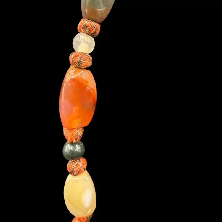 vintage multi-colored polished agate bead "beggar bead" necklace