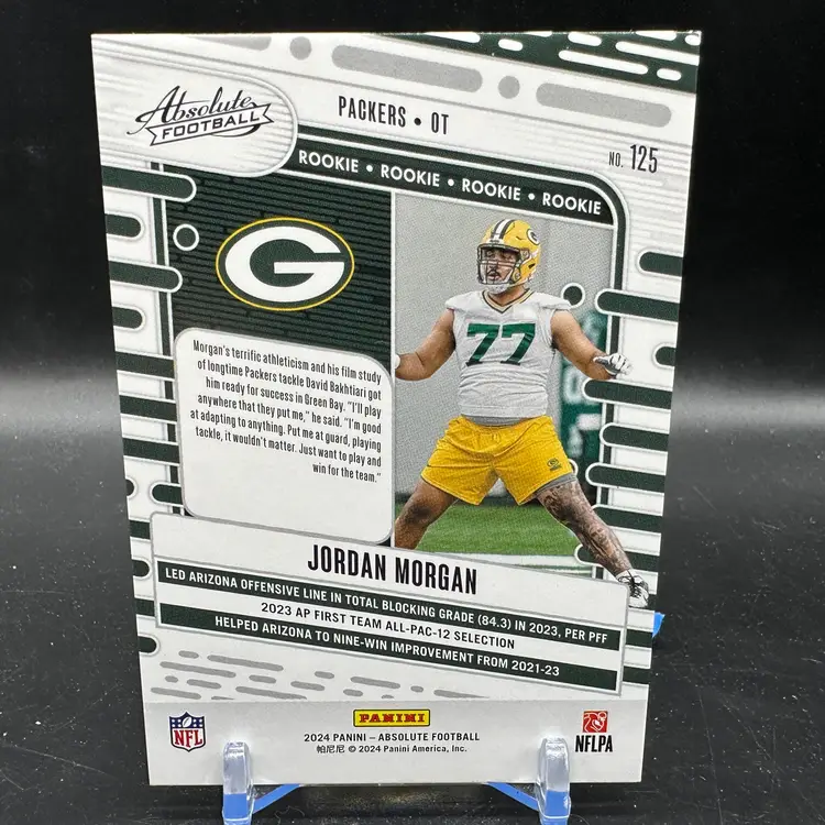 Jordan Morgan Rookie Blue Spectrum /50 2024 Panini Absolute #125 Packers