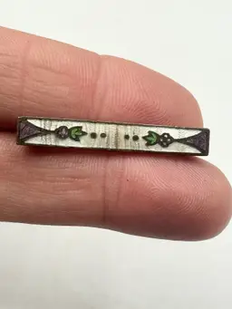 Estate Guilloche enamel floral bar pin