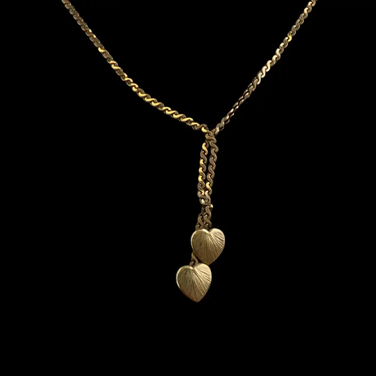 Vintage Krementz Gold Double Heart Chain