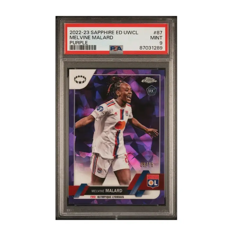 Melvine Malard 2022/23 Topps Chrome Sapphire UEFA Women Purple /15 PSA 9 Soccer Card