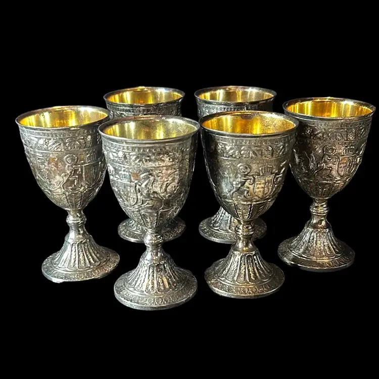 Six Cordial Metal Cups