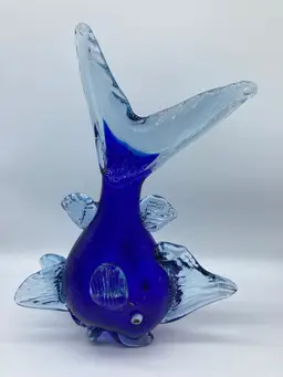 Large Cobalt Blue Glass Fish Decor