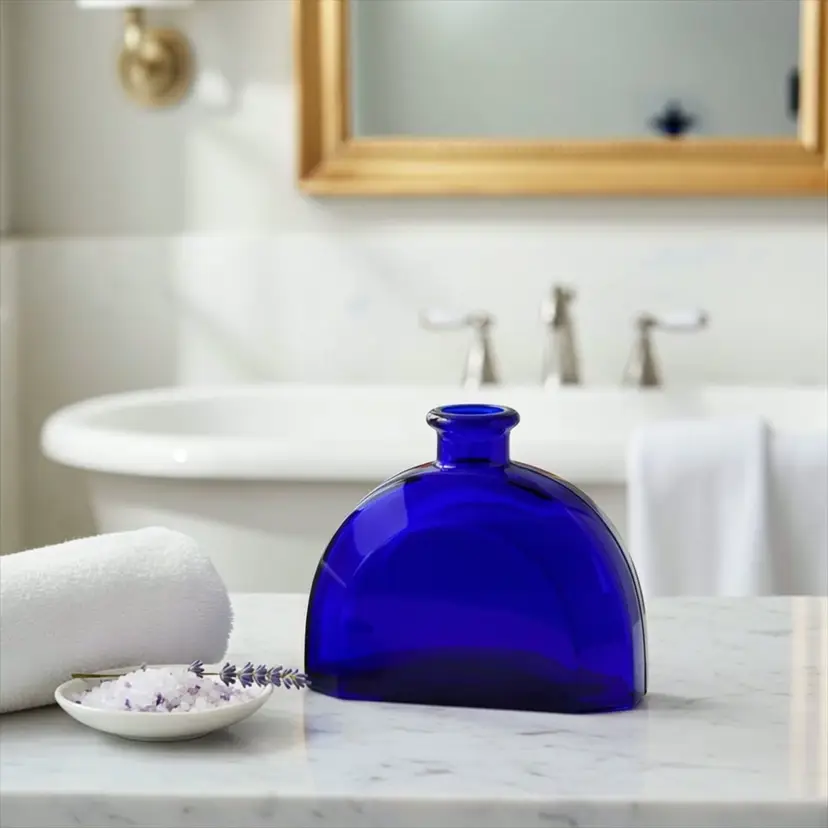 Decorative Cobalt Blue Glass Bottle, 4.5" Tall