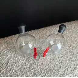 Bubble Blown Glass Chunky Rooster Salt And Pepper Shakers 1.5”